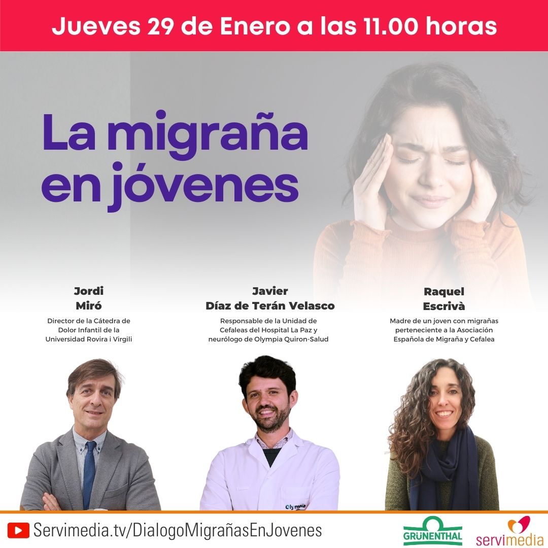 Cartel del diálogo La migraña en jóvenes