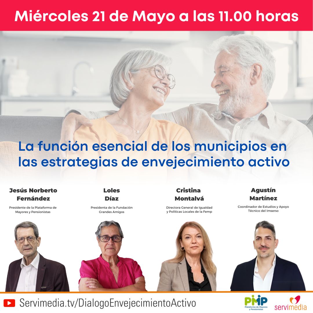 Cartel del diálogo sobre La función esencial de los municipios en las estrategias de envejecimiento activo