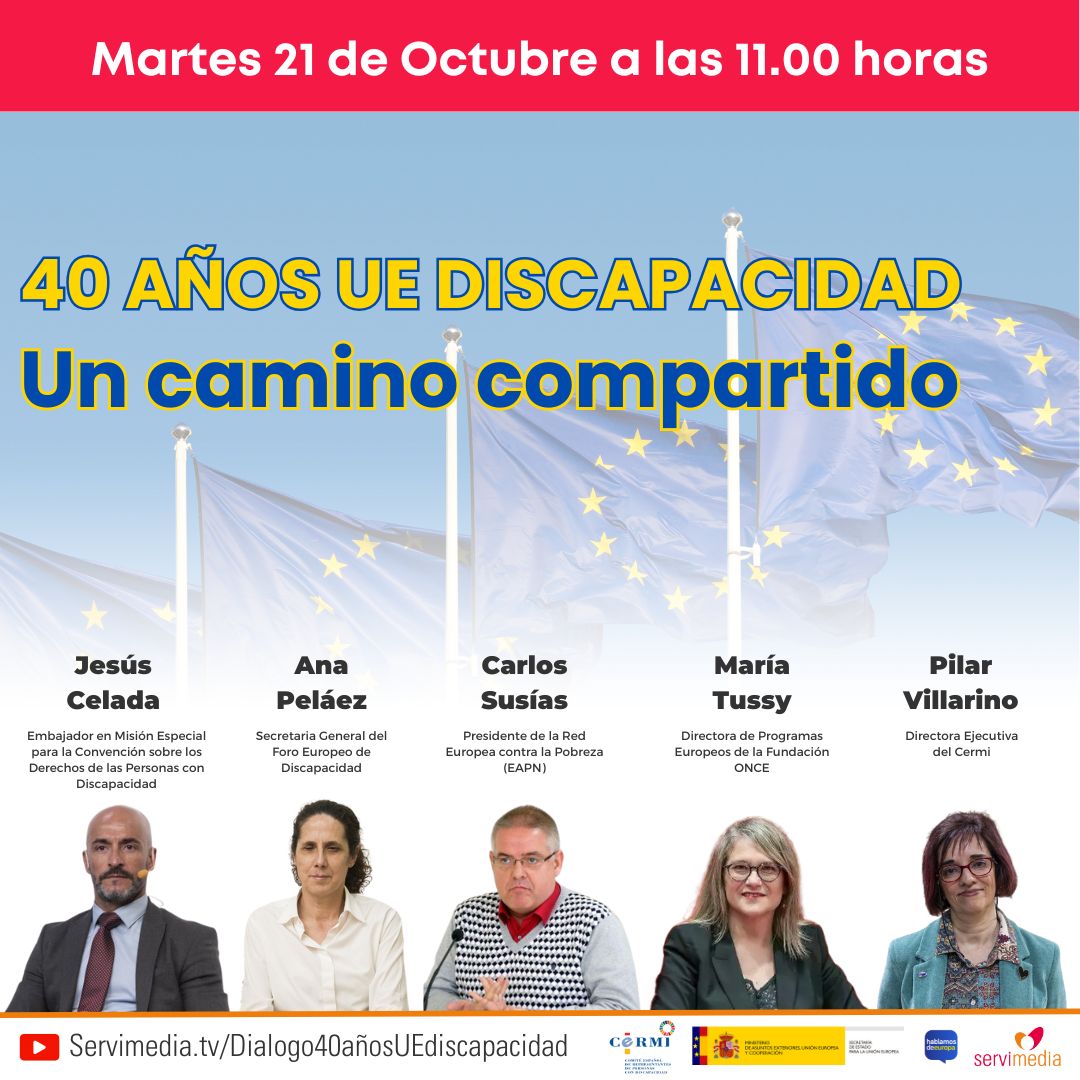 Cartel del diálogo sobre 40 años UE Discapacidad