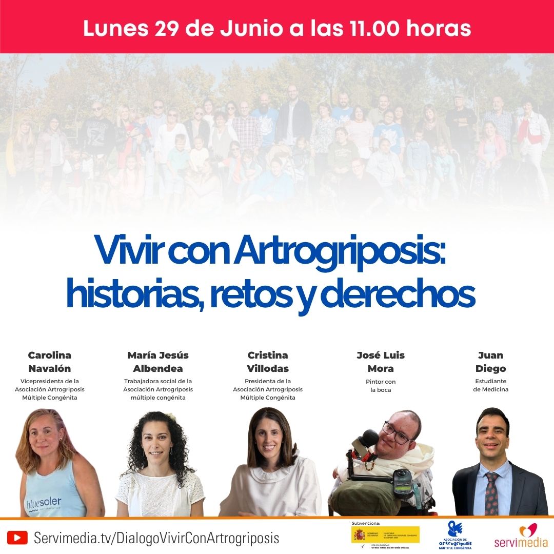 Cartel del diálogo sobre Vivir con Artrogriposis: historias, retos y derechos