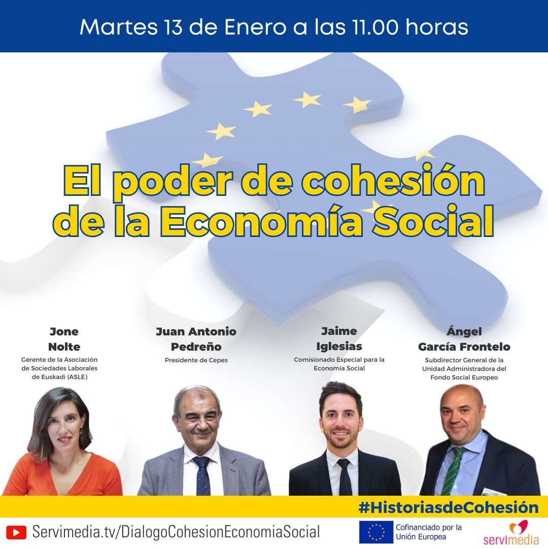 Cartel del diálogo sobre El poder de cohesión de la Economía Social