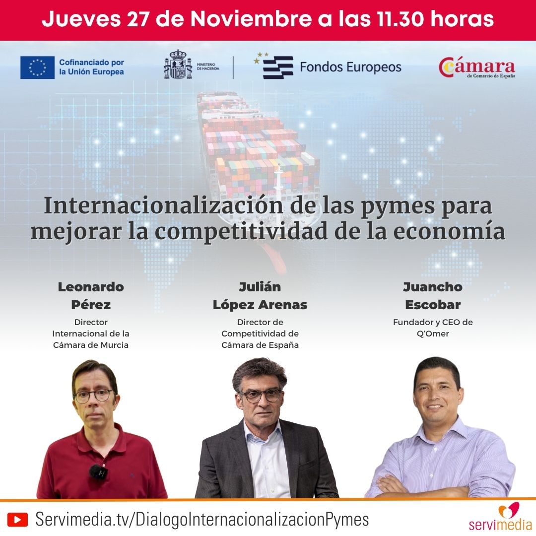 Cartel del diálogo sobre Internacionalización de las pymes para mejorar la competitividad de la economía