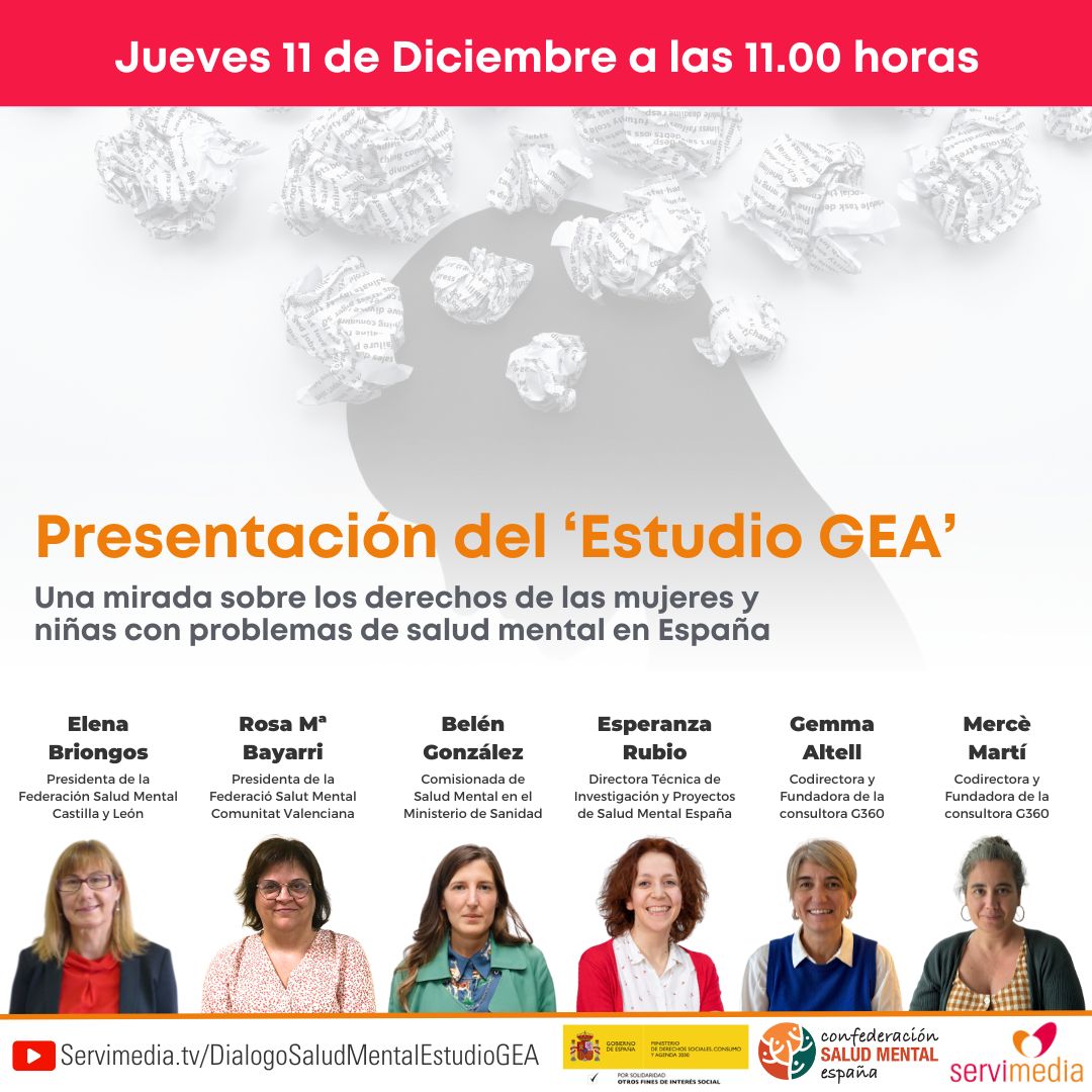 Cartel del diálogo para la Presentación del ‘Estudio GEA’, una mirada sobre los derechos de las mujeres y niñas con problemas de salud mental en España