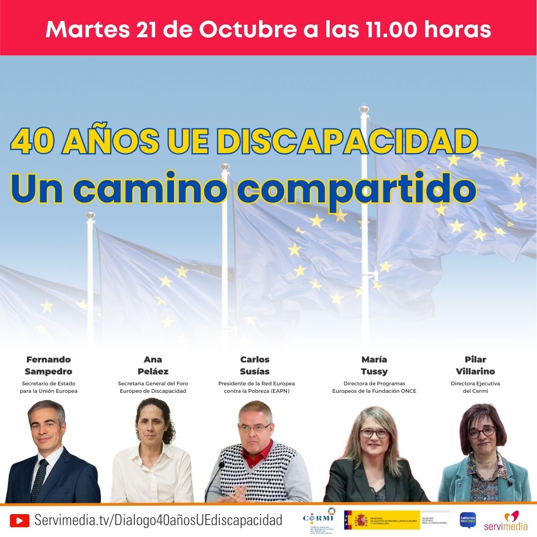 Cartel del diálogo sobre 40 años UE Discapacidad