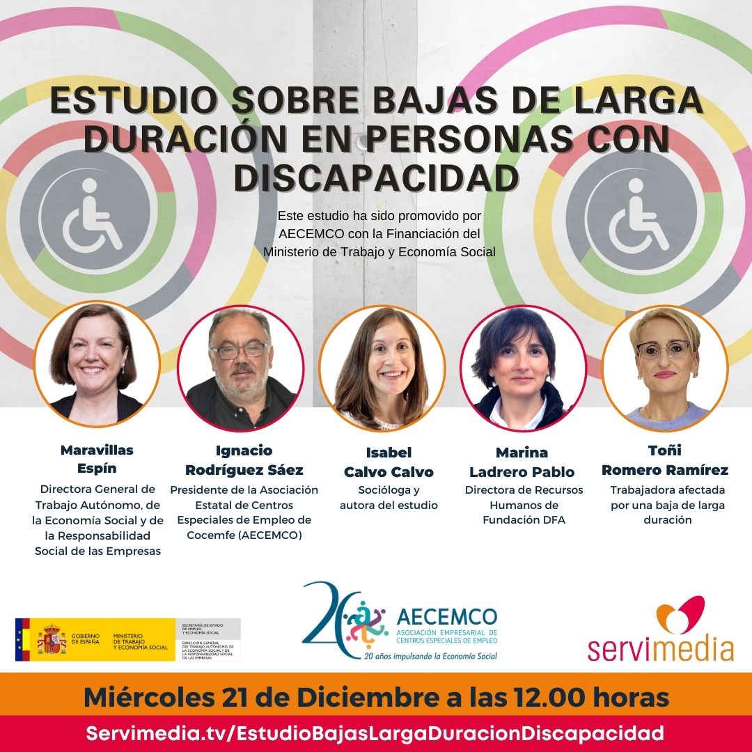 Cartel de la presentación del Estudio sobre bajas de larga duración en personas con discapacidad