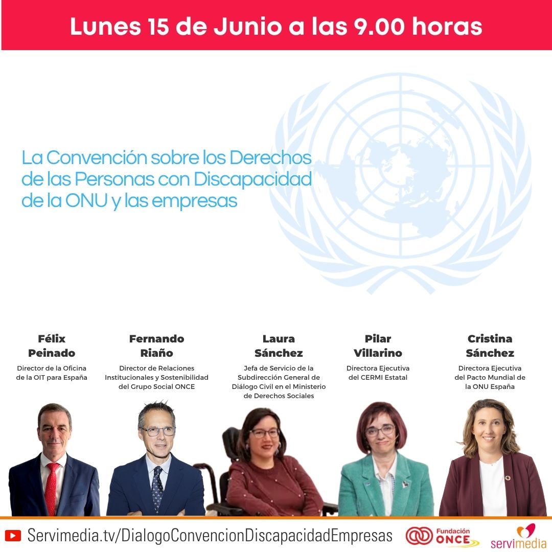 Cartel del diálogo sobre La Convención sobre los Derechos de las Personas con Discapacidad de la ONU y las empresas